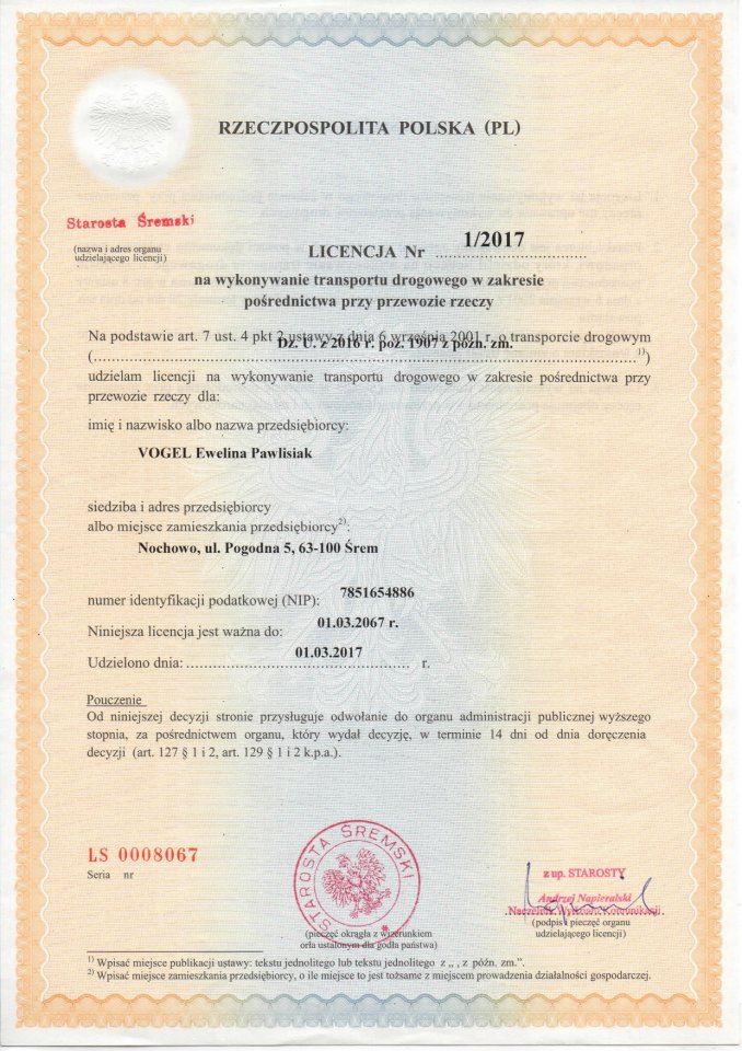 Licencja spedycyjna